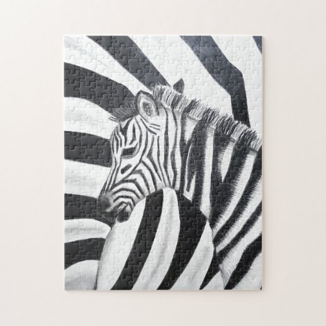 Zebra Stripe Safari Black and White Puzzle (Vertical)