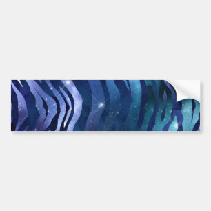 Zebra Stripe Shining Stars Blue Starry Night Space Bumper Sticker