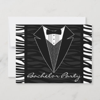 Zebra Stripe Tuxedo Bachelor Party Invitation