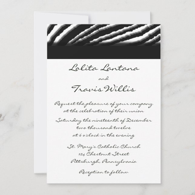 Zebra Stripe Wedding Invitations (Front)