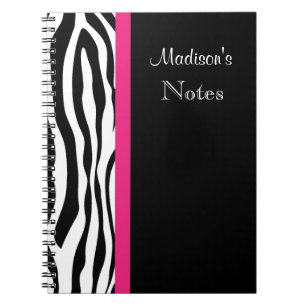 Zebra Stripe with Pink Personalised Notebook