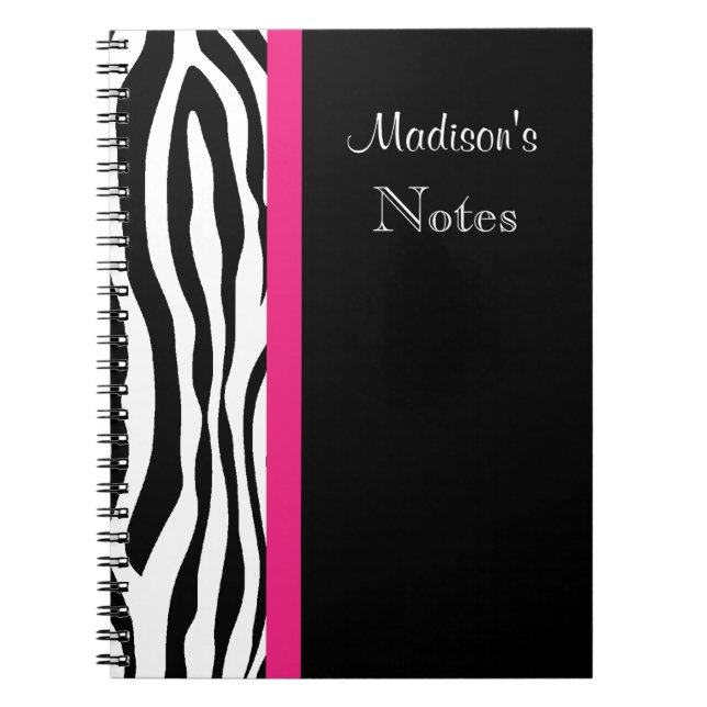 Zebra Stripe with Pink Personalised Notebook (Front)