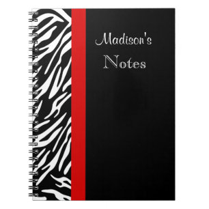 Zebra Stripe with Red Border Personalised Notebook