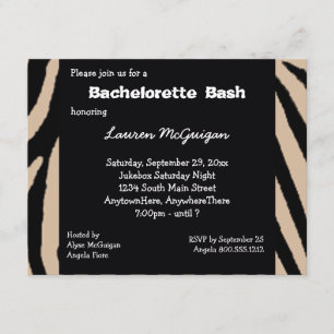 Zebra Striped Bachelorette Party Invitation