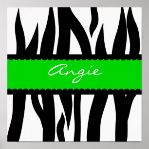 Zebra Striped Pattern Personalised Name Poster