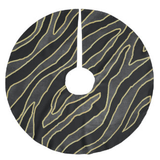 Zebra Stripes: Abstract Monochrome Seamless. Brushed Polyester Tree Skirt