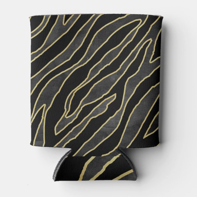 Zebra Stripes: Abstract Monochrome Seamless. Can Cooler (Front)