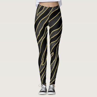Zebra Stripes: Abstract Monochrome Seamless. Leggings