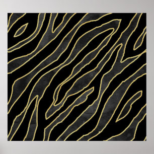 Zebra Stripes: Abstract Monochrome Seamless. Poster