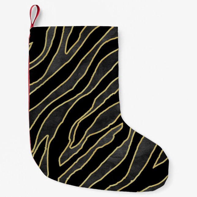 Zebra Stripes: Abstract Monochrome Seamless. Small Christmas Stocking (Front)