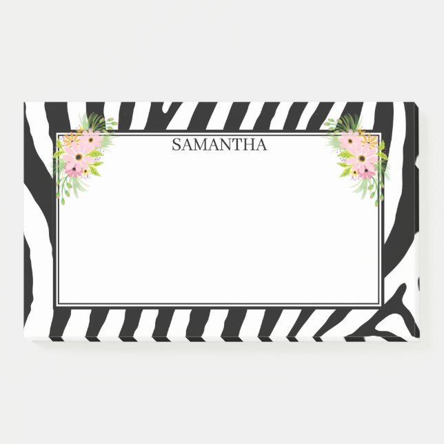 Zebra Stripes And Flowers Post-it Notes (Front)