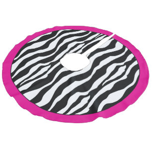 Zebra Stripes And Hot Pink Xmas Tree Skirt