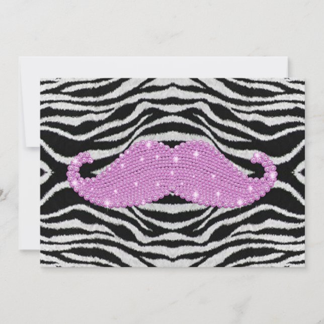 Zebra Stripes And Pink Bling Moustache (Front)