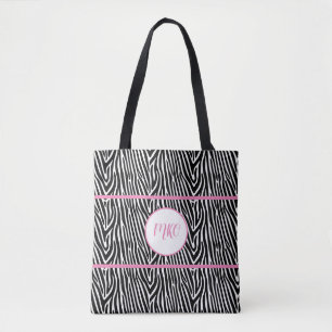 Zebra Stripes and Pink Stripes Tote Bag
