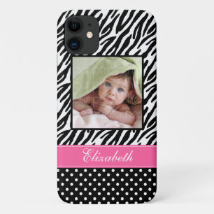 Zebra Stripes and Polka Dots Custom Photo iPhone 11 Case