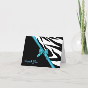Zebra Stripes and Ribbon Thank You Note
