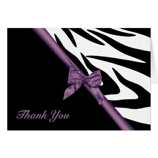 Zebra Stripes and Ribbon Thank You Note Card