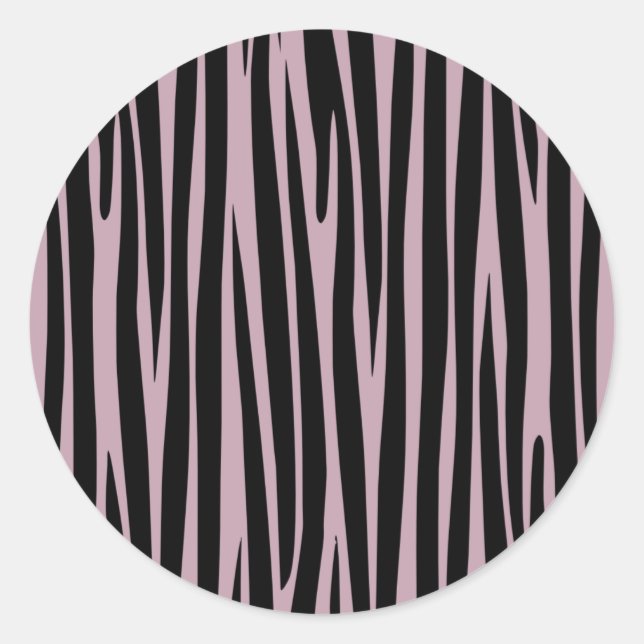 Zebra stripes animal pattern Lavender Background Classic Round Sticker (Front)