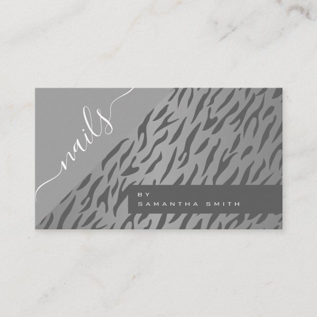 Zebra Stripes Animal Print Photo Template Elegant Business Card (Front)