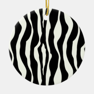 Zebra stripes - Black and White Ceramic Ornament