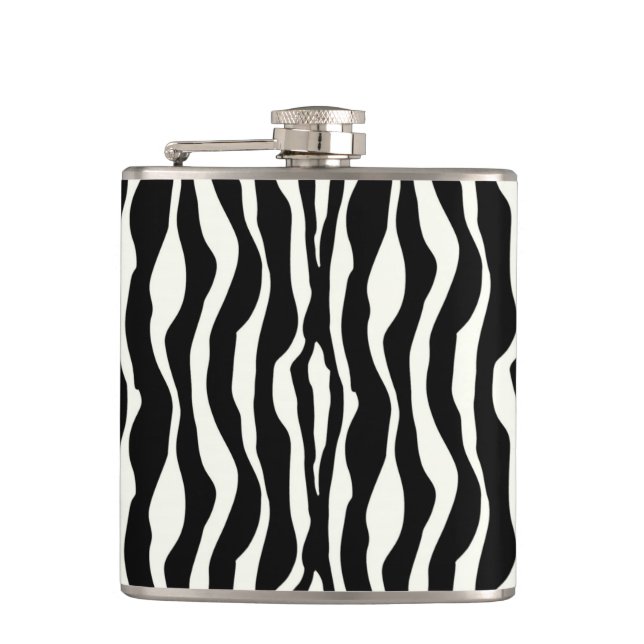 Zebra stripes - Black and White Hip Flask (Front)