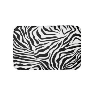 Zebra Stripes Black And White Wild Animal Print Bath Mat