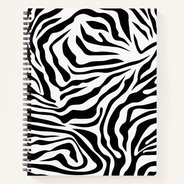 Zebra Stripes Black And White Wild Animal Print Notebook (Front)