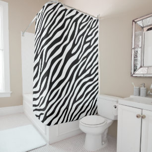 Zebra Stripes Black And White Wild Animal Print Shower Curtain