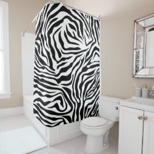 Zebra Stripes Black And White Wild Animal Print Shower Curtain