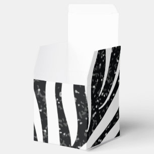 Zebra Stripes Black Glitter Wild Animals Print Favour Box