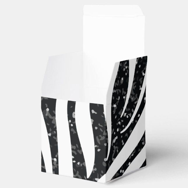 Zebra Stripes Black Glitter Wild Animals Print Favour Box (Opened)