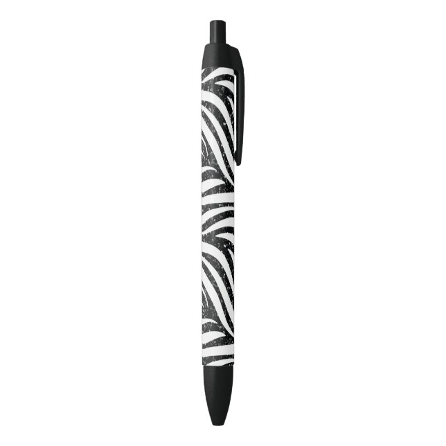 Zebra Stripes Black Glitter Wild Animals Print Ink Pen (Bottom (Vertical))