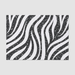 Zebra Stripes Black Glitter Wild Animals Print Tissue Paper