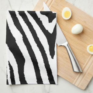 Zebra Stripes Black & White Stylish Animal Print Tea Towel