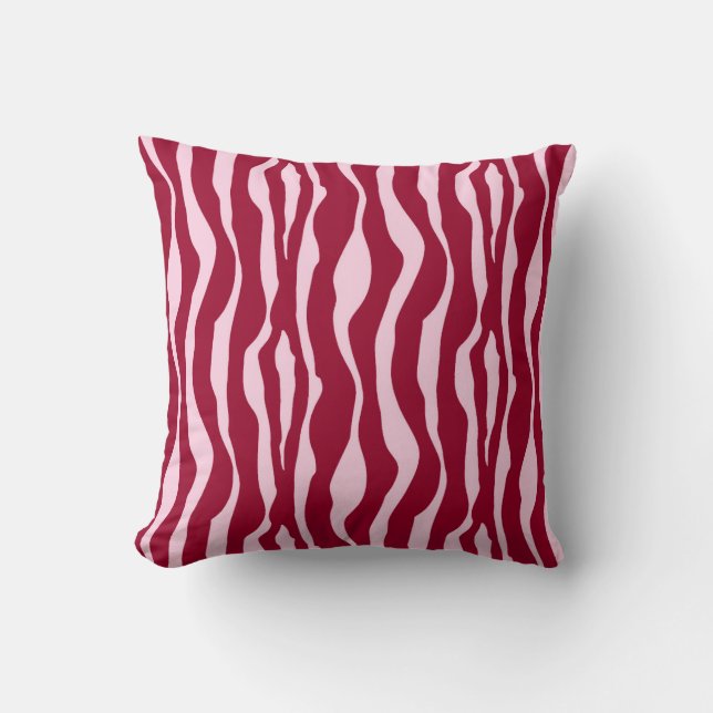 Zebra stripes - Burgundy and Pink Cushion (Front)