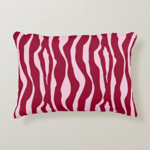 Zebra stripes - Burgundy and Pink Decorative Cushion