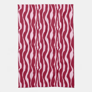 Zebra stripes - Burgundy and Pink Tea Towel