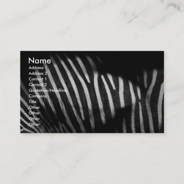 Zebra Stripes Business Card (Front)