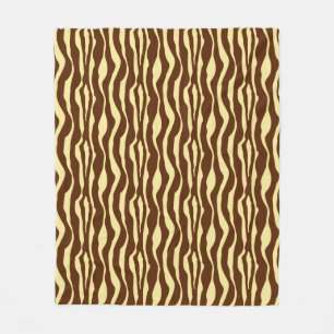 Zebra stripes - Chocolate Brown and Camel Tan Fleece Blanket