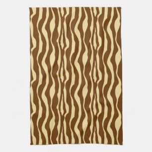 Zebra stripes - Chocolate Brown and Camel Tan Tea Towel
