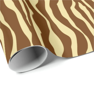 Zebra stripes - Chocolate Brown and Camel Tan Wrapping Paper