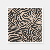 Zebra Stripes Cream Beige Black Wild Animal Print