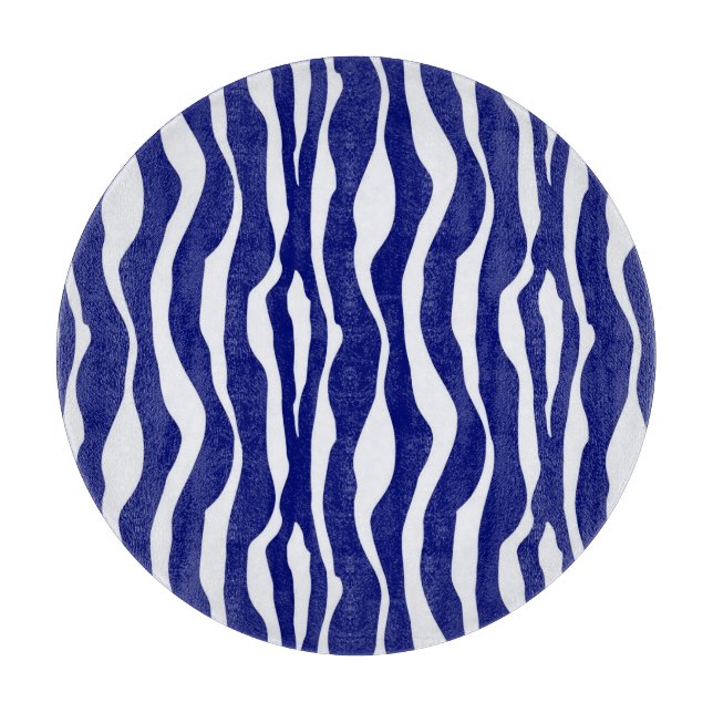 Zebra stripes - Dark Cobalt Blue and White Cutting Board (Front)