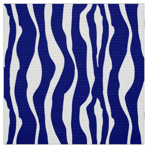 Zebra stripes - Dark Cobalt Blue and White Fabric