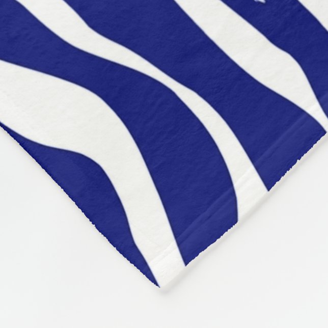 Zebra stripes - Dark Cobalt Blue and White Fleece Blanket (Corner)
