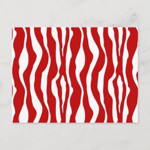 Zebra stripes - Deep Red and White Postcard