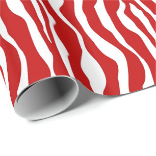 Zebra stripes - Deep Red and White Wrapping Paper
