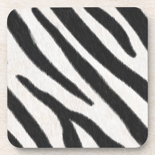 Zebra Stripes Exotic Fur Realistic Animal Print Coaster (Front)