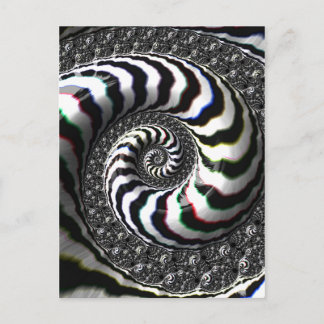Zebra Stripes Fractal Spiral Pattern Postcard