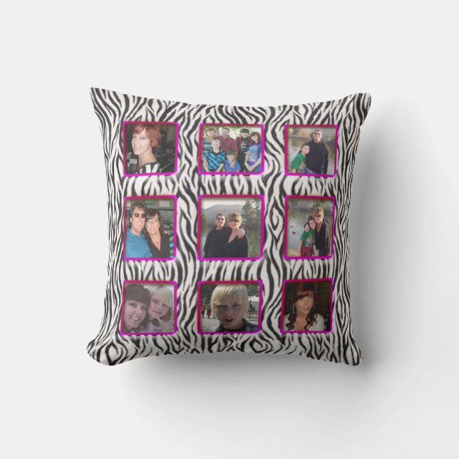 Zebra Stripes Frame Add Photos Instagram Collage Cushion (Front)